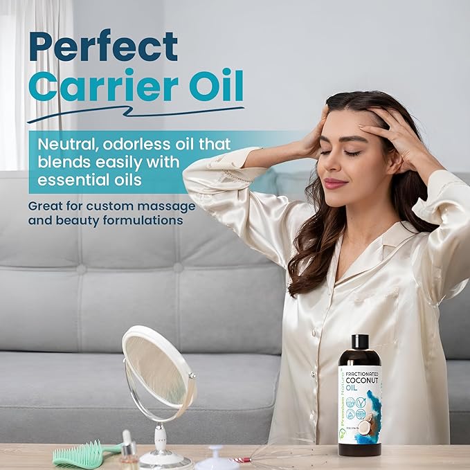 Fractionated Coconut Oil 8 oz - 100% Pure, Lightweight, Odorless and Colorless Liquid Coconut Oil for Skin, Hair, Massage, DIY Beauty and Essential Ois Mixing