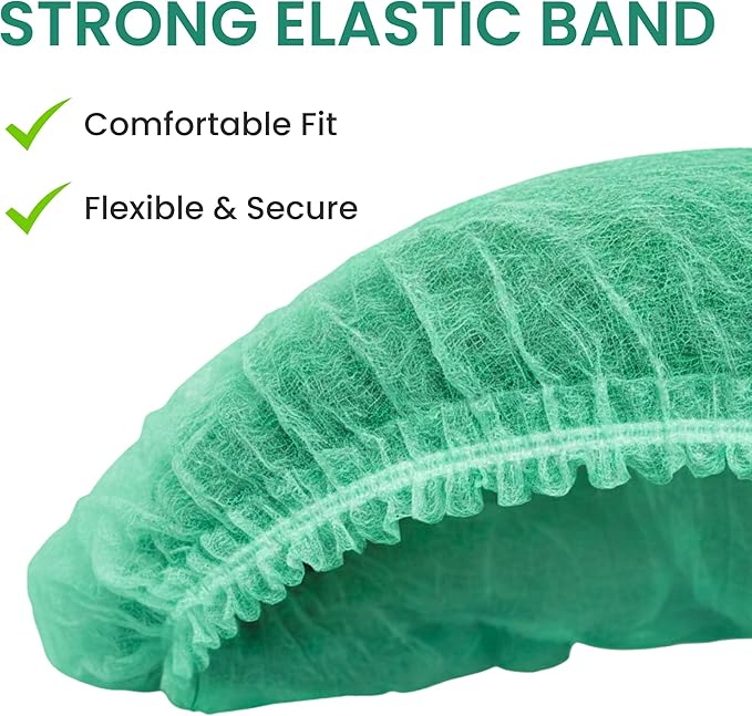 Disposable Bouffant Caps 21 Inch Non Woven Hair Net Elastic Head Cover For Food Service Kitchen Salon Lab Spa And Hygiene Use