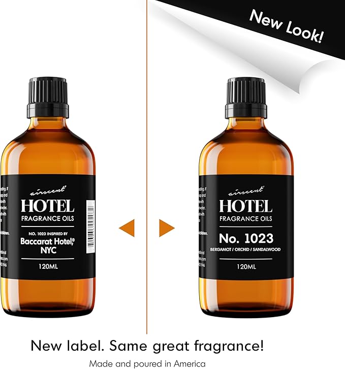 AirScent Hotel Diffuser Oil No. 1023 Inspired by The Baccarat Hotel Scent - Love Affair Fragrance Oil for Ultrasonic and Waterless Diffusers and Crafting - 10 mL, 0.34 fl oz Glass Bottle with Dropper