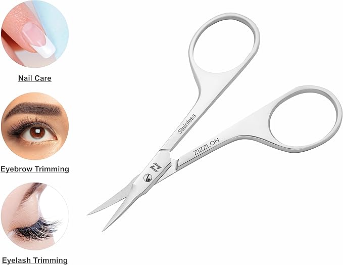 Cuticle Scissors Extra Fine Curved Blade, Extra Slim Scissors for Cuticles Care Professional Manicure Scissors with Precise Pointed Tip Grooming Blades, Eyebrow, Eyelash, and Dry Skin