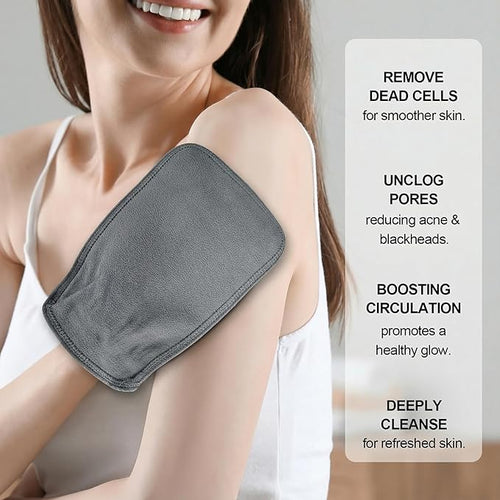(Grey) 1PCS Durable Body Scrub, Dead Skin Remover & Body Scrubber Exfoliator, Body Exfoliating Gloves for Shower, washcloth exfoliating, exfoliating Glove for Smooth Skin