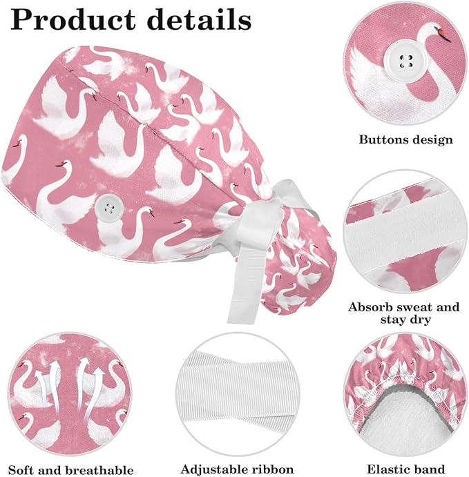 Scrub Cap with Hair Scrunchy, Ponytail Holder Surgical Cap