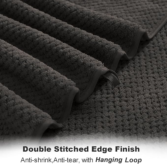 8-Piece Brown Bath Towel Set, 2 Extra Large Bath Towel Sheets, 2 Hand Towels and 4 Washcloths - Highly Absorbent Quick Dry Microfiber,Ultra Soft Towel Set for Bathroom, Waffle Weave Design, Pack of 8