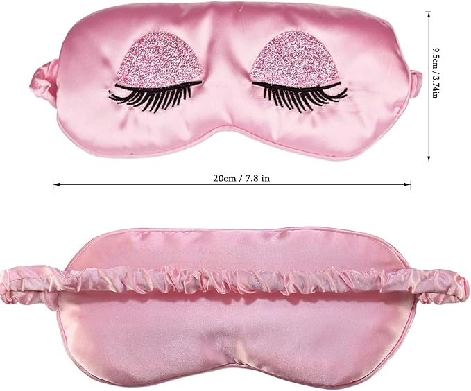 Sleep Mask, Ulbemoll Silk Eye Mask Satin Blindfold Smooth Soft Breathable Travel Eye Cover Eyeshade Gifts with Elastic Strap for Women Girls Valentine's & Mother Day- Pink