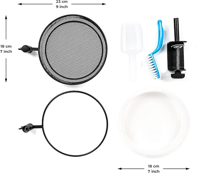 Deck Bird Feeder and Bath with Metal Mesh Tray and Water Bowl – Deck Railing Bird Feeder Mount for Attracting Birds - Detachable, Adjustable, Heavy Duty – Complete with Cleaning Brush and Seed Scoop