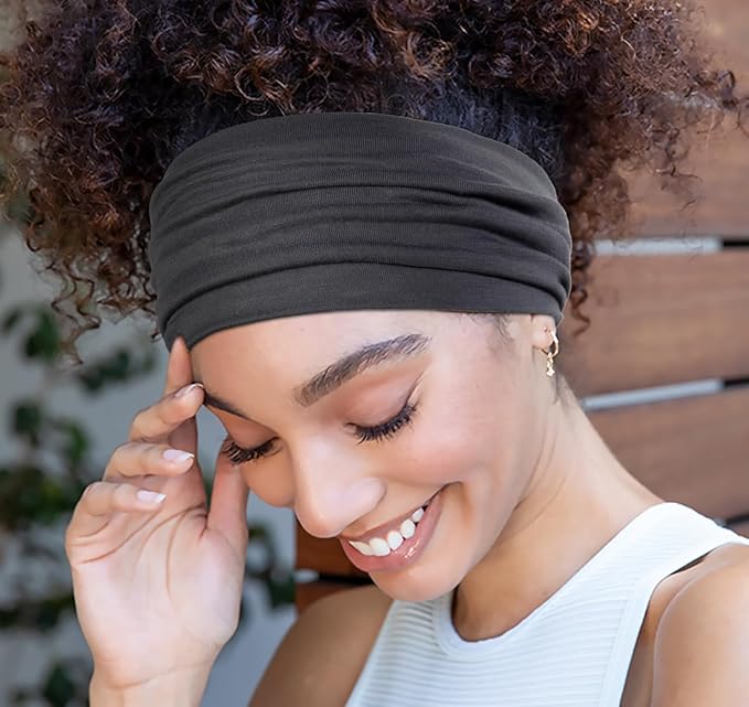 Wide Headbands for Women Non Slip Thick Large Head Bands for Women's Hair, Cloth Fabric Stretchy Hair Bands for Yoga Workout