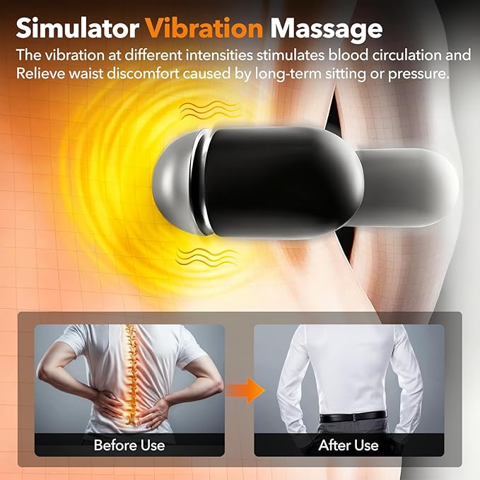 3 in 1 Electric Lumbar Massager Support Pillow, Back Massager with Heat, Adjustable Height for Bed and Chair,Back Support Pillow for Lower Back Pain Relief and Spine Support