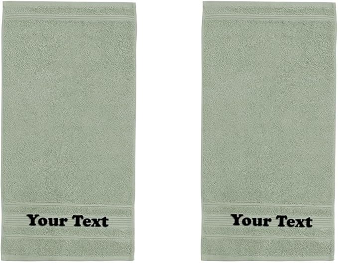 Personalize Your Towels with Custom Embroidery: Names, Monograms, and Initials. Perfect for Bathroom, Spa, Gym, Shower, Kids, Adults, Pool, Travel, Gifts, 2-Piece Hand Towels Set - Green