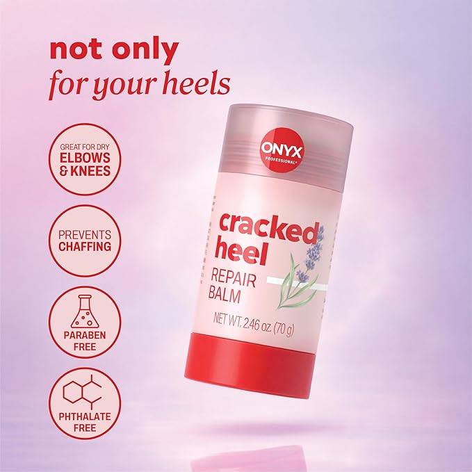 Onyx Professional Cracked Heel Repair Balm Stick, Lavender Scent, 1 Pack - Dry Heels Dry Cracked Feet Treatment, Moisturizing Heel Balm Rolls On, No Mess Like Foot Cream or Foot Lotion