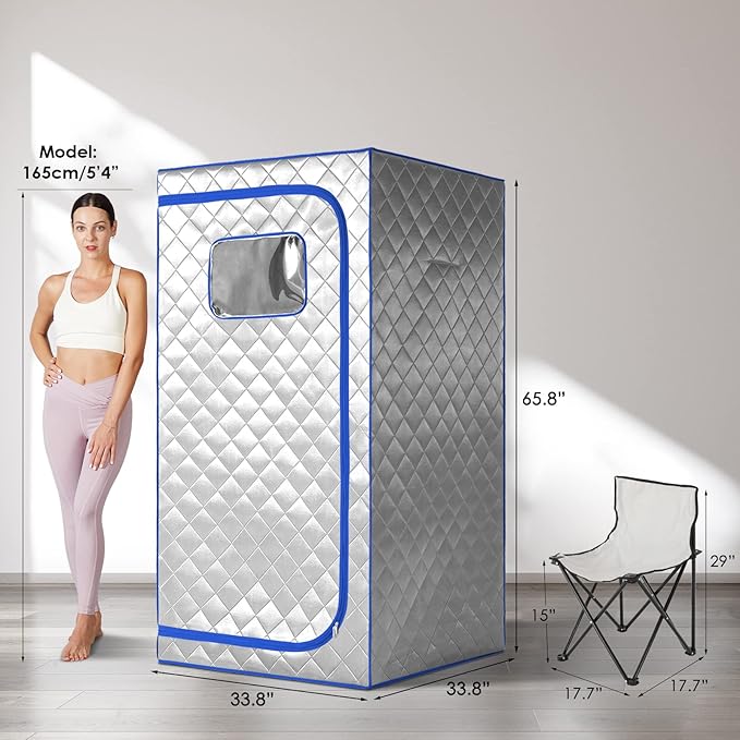 Portable Infrared Sauna, Full Size Far Infrared Sauna, One Person Sauna Tent, Separate Heating Foot Pad and Portable Sauna Chair Home Saunas for Relaxation Detox