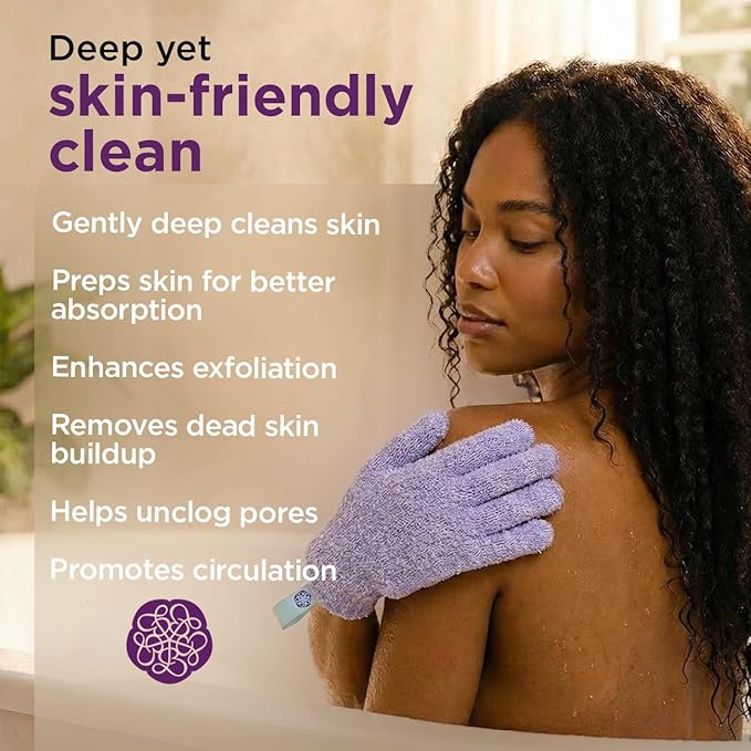 Love Being Scrubbed Body Exfoliating Gloves (2 Pair, 4 Count, Assorted Colors), Stretchy Exfoliating Body Scrubber for Bath & Shower, Body Exfoliator for Women & Men for Softer, Smoother Skin