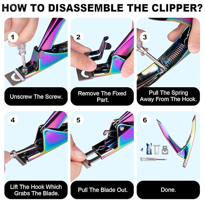 Chameleon Premium Adjustable Nail Clippers with Magnets Sizers for Acrylic Nails, Stainless Steel Nail Cutter Trimmer for Artificial Fake False Tips Manicure Sharp Blade Clip Tool for Salon Beauty