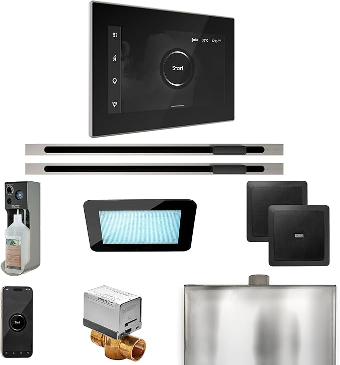 Mr Steam XDream Max Steam Shower Pkg w/iSteamX Control and Linear Steamhead in Black Brushed Nickel