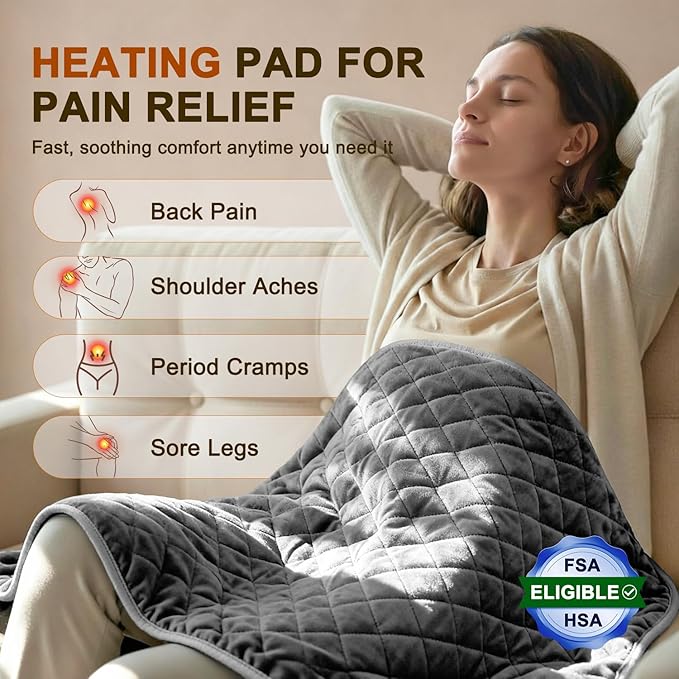 Heating Pad King Size for Back Neck & Shoulders - FSA Eligible HSA, Mothers Day Gifts, Large 35" x 20", Moist Heat Electric Heating Pad for Period Cramps Abdomen Knee,6 Heat Settings,Auto Off,Washable