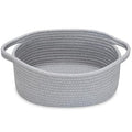 ABenkle Small Basket, 12"x 8" x 5" Cute Small Woven Basket, Rope Room Shelf Storage Basket, Cat Dog Toys Basket Chest Box, Decorative Empty Gift Basket with Handles - All Gray