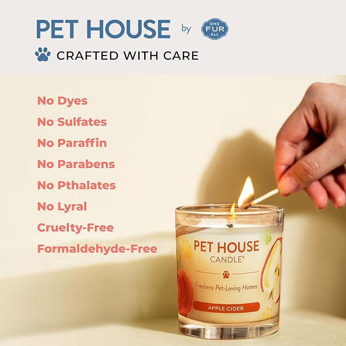 Pet House Candles, Clean Burning, Long Lasting Candles for Pet Odor, Plant-Based, 60 Hour Burn Time - Ruby Red Grapefruit, 9 oz, 2 Pack