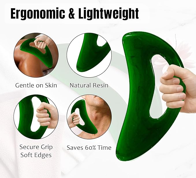 RAAFI Large Body Gua Sha Tool for Cellulite Removal, Lymphatic Drainage and Muscle Relaxation. Natural Resin Gua Sha Body Massager Scraping Tool for Legs, Neck & Whole Body Pink
