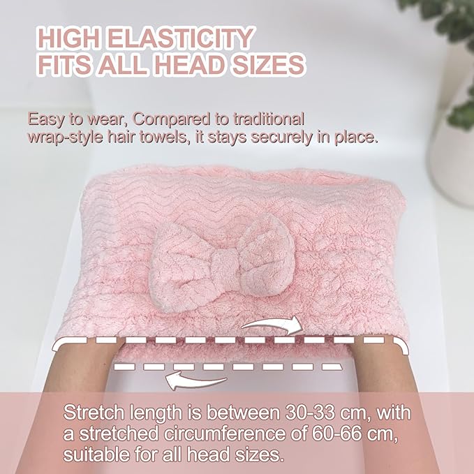 Jseng 3Packs Microfiber Hair Towel for Women - Quick-Drying, Super Absorbent Hair Wrap with Bow Design, Soft Hair Towel Turban for Curly Long Wet Hair