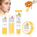 4 Piece Honey Milk Lip Mask Lip Balm Lip Scrub Lip Oil Lip Care Kit, Moisturizing & Nourishing Dry and Cracked Lips, Overnight Sleeping Lip Exfoliator Lip Moisturizer Lip Repair