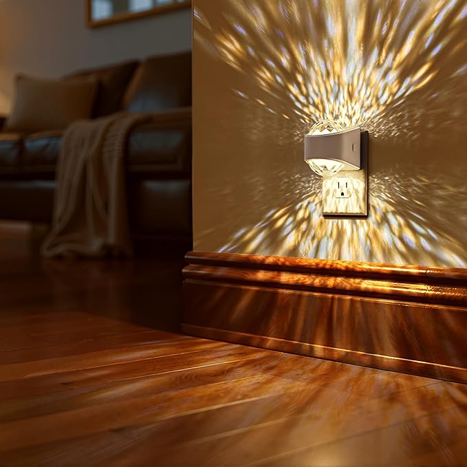 Briignite Night Light Plug into Wall, Color Changing Night Light for Kids, 3CCT Diamond Design Projector Nightlight, Dusk to Dawn Sensor for Nursery Bathroom Bedroom Gaming Room Decor Gift