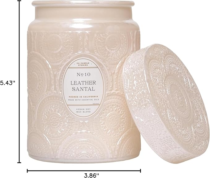 LEOBEN CO – Vanilla Noir Scented Candle – 18oz, Heirloom Collection Design – 80 hr Burn Time – Poured in California Using Vegan Soy Wax and Essential Oils – Made in Small Batches