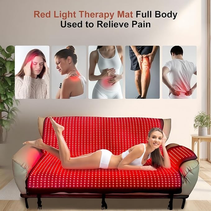 2026 Upgraded Dual Wavelength LED Beads 660nm&850nm Red Light Therapy Blanket Full Body, Used to Face and Body Pain Relief Skin Health Personal Care, 75" x 34'' (Black)