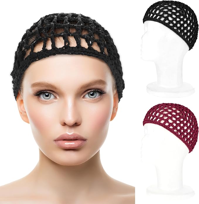 WLLHYF Wig Cap Thick Long Hair Caps Adjustable Net Mesh Braided Weaving Making Crochet Sew Weave Fishnet Grip Headband