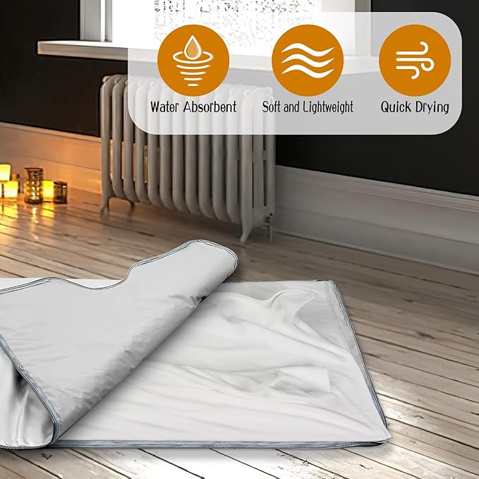31"x71" Sauna Blanket Insert 2 Pack Machine Washable Blanket Towel Insert Super Absorbent Towel for Infrared Sauna Blankets (2, White)
