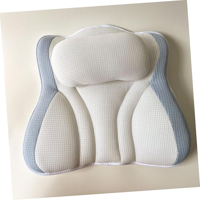 Bath Pillow for Tub with Suction Cups, Mesh Bath Neck Pillow 48x42x10cm, Non-Slip Breathable Spa Headrest for Relaxing Bathing Experience