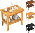 Large Bamboo Shower Bench Stool with Storage Shelf Waterproof Shower Chair Spa Bath Seat Shower Stool for Inside Shower Bathroom Bench Seat for Adults Elderly Seniors Bathroom Gadget 2024