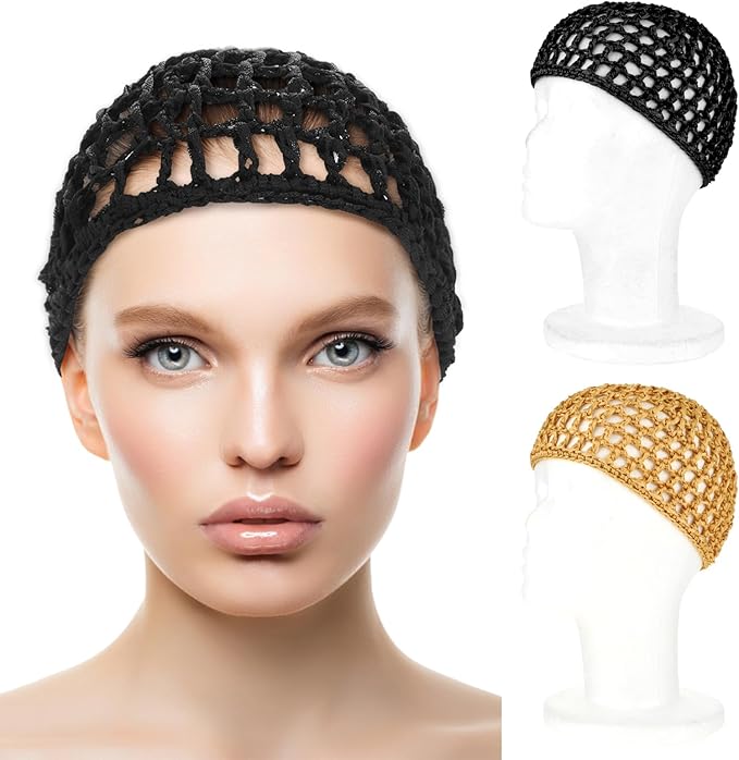 WLLHYF Wig Cap Thick Long Hair Caps Adjustable Net Mesh Braided Weaving Making Crochet Sew Weave Fishnet Grip Headband
