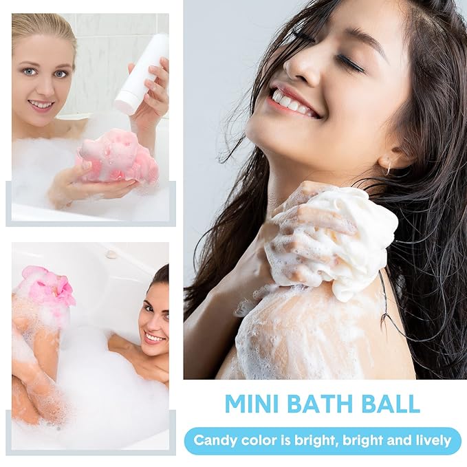 CHENGU 50 Pack Loofah Sponge Bath Sponge Shower Loofah Mesh Shower Ball Bath Pouf Wash Body Puff for Women Men, 30 g(Multicolor,Classic)
