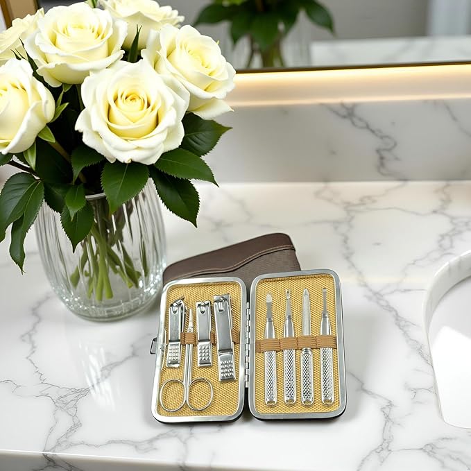 Manicure Set for Men and Women Professional Nail Clippers Kit with Travel Case Stainless Steel Pedicure Grooming Tools Accessories Nail Care Tools with Leather Case,Mothers Day