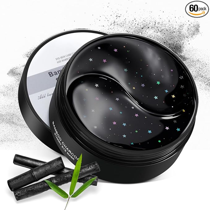 Eye Mask - 30 Pairs Bamboo Charcoal Under Eye Patches Skin Care Products - Eye Masks Skincare for Dark Circles and Puffiness, Reduce Wrinkles, Eye Bags and Fine Lines, for Women and Man - Black