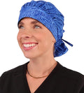 Sparkling EARTH Banded Bouffant Surgical Scrub Ponytail Working Caps and Built-in Sweatband - 100% Cotton - Made in The USA