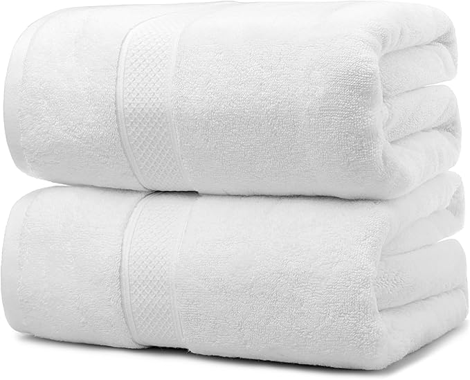 Fluffy Cotton Bath Towels Set650GSM,2-Piece Set, Thickened and Enlarged(31.5x63 inches),Super Absorbent,Soft,Suitable for Hotel, Bathroom, Swimming Pool, SPA,Gift(White)