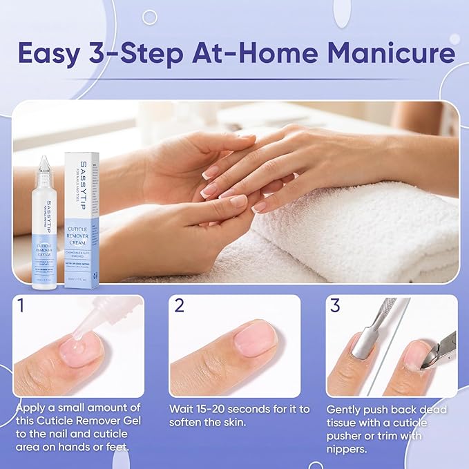 Cuticle Care Kit - Cuticle Remover Gel (1oz) & Ceramic Pusher with Nourishing Oil Pen (2ml). Complete At-Home Manicure & Pedicure Set for Dry & Damaged Nails. Salon Results (Gel+Purple Pen)
