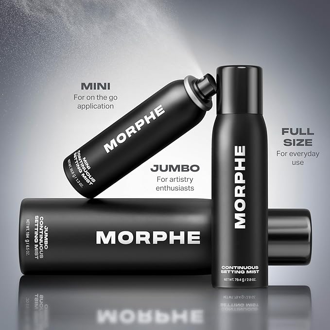Morphe Mini Continuous Setting Mist - Micro-Fine, Travel Size Makeup Setting Spray with a Natural Radiant Finish - Helps Makeup Resist Caking or Fading & Increases Wear of Foundation (1.3 oz)