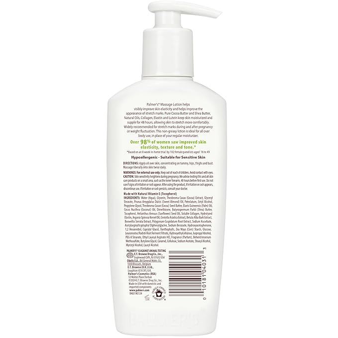 Palmer's Cocoa Butter Formula Massage Lotion For Stretch Marks, Pregnancy Skin Care, Belly Cream with Collagen, Elastin, Argan OIl and Shea Butter, 8.5 Ounces