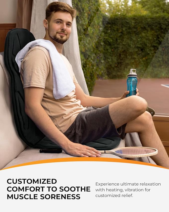 CooCoCo Back Massager with Heat, 8 Vibrating Motors Back Massager for Pain Relief Deep Tissue, Massage Chair Pad, Chair Massage Pad for Office Home, 2 Heaitng Levels, Gifts for Women Mom Mothers Wife