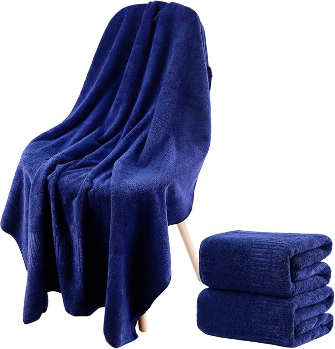 SEISSO 2 Pack Extra Large Bath Towels 63"x35", Bath Sheets for Sensitive Skin 70% Polyester 30% Viscose Fiber from Bamboo, Super Soft, Highly Absorbent & Quick Dry, Oversized Shower Towels