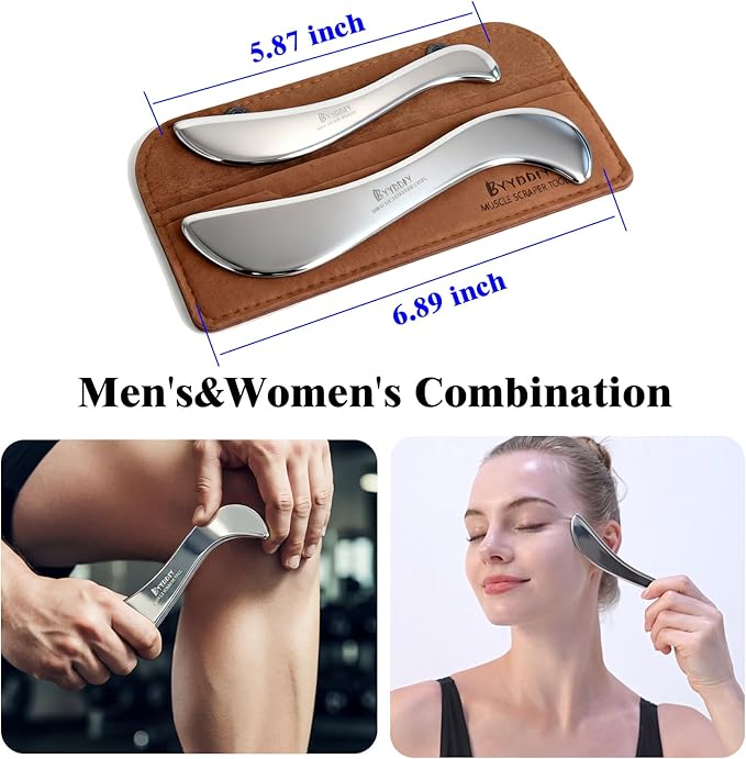 BYYDDIY Large and Small Set, Stainless Steel Gua Sha Muscle Scraper Tool - Scraping Massage Tools, Scar Tissue Tool for Physical Therapy (S&s.S)