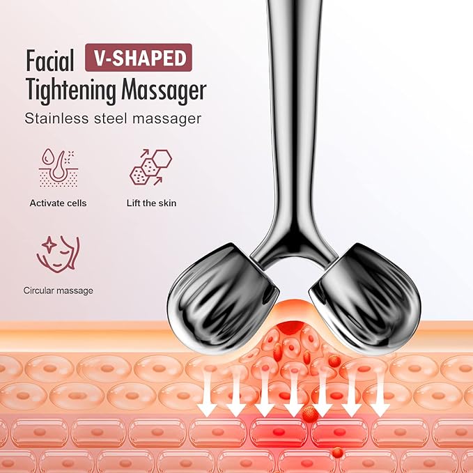 DANGSHAN Gua Sha Facial Tools & Face Roller Set, Face Massager, Lymphatic Drainage Massager, Face Sculpting Tool, Guasha Tool for Face, Ice Roller for Face & Facial Lymphatic Drainage Tool (Silver)