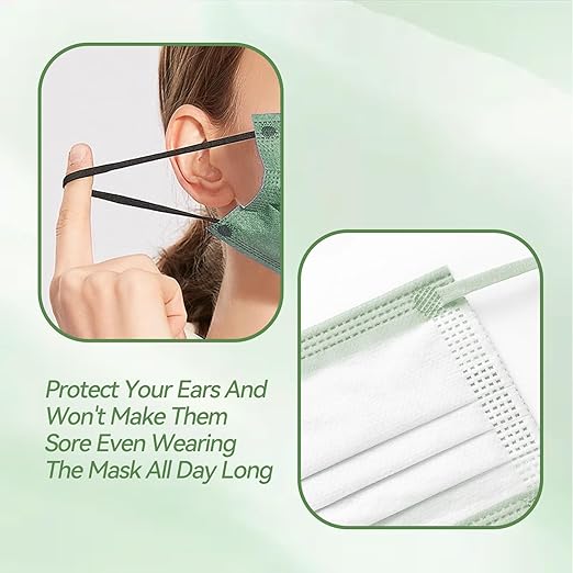 Jointown Disposable Face Mask - 3 Ply Protection Face Masks, 100 Pack Morandi