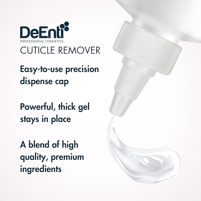 DeEnti Instant Cuticle Remover Gel, Eucalyptus, 8 Oz Bottle, Professional Cuticle Softener, Salon Quality Manicure and Pedicure Supplies