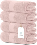 White Classic Luxury Bath Towels Set of 4 Large - 700 GSM Cotton Ultra Soft Bath Towels 27x54 | Highly Absorbent and Quick Dry | Hotel Towels for Bathroom Luxury, Plush Shower Towels, Pink