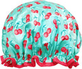 allydrew Reusable Women's Waterproof Shower Caps for Long Hair, Cherries