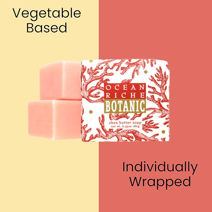 Greenwich Bay Mini Botanical Soap Bars – 12 Pack 1.9 oz Each – Individually Wrapped Guest Soaps for Airbnb, Spa, Travel, Bath – Travel Size Bar Soap Set, Ocean Riche