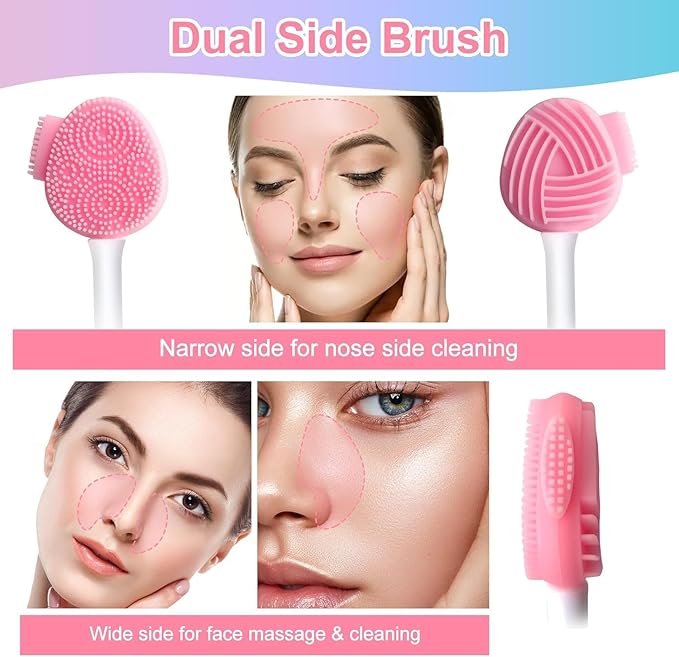 MUIIGOOD 2pcs Silicone Face Scrubber Face Mask Brush Exfoliating Lip Cleansing Facial Cleansing/Wash Brush Exfoliator Blackhead Skin Care Tool Makeup Removes Dead & Dry Skin for Women Men