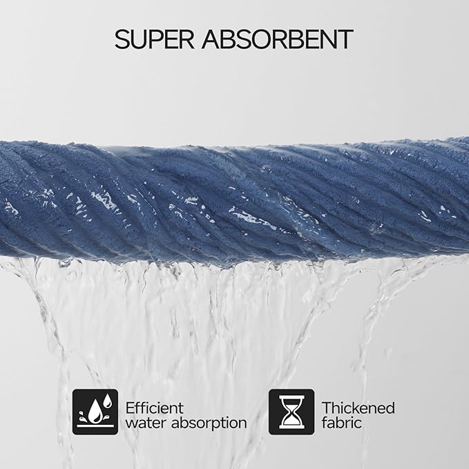 REDKISS Blue Bath Towels Set 8 Piece - Microfiber Bathroom Towels of 8 Large, Highly Absorbent Bath Towel, Soft Shower Towel for Bathroom, Hotel 2 Bath Sheet 2 Hand 2 Washcloths 2 Hair Towel Wrap